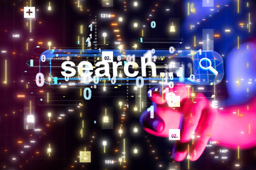 Obraz na płótnie Canvas online search bar engine touch digital 3d