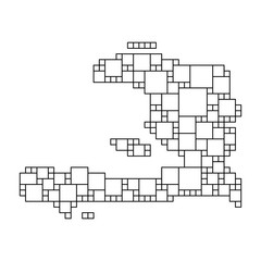 Haiti map from black pattern from a grid of squares of different sizes. Vector illustration.
