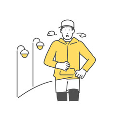 屋外でランニングする男性