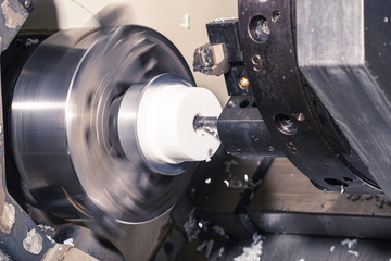 Plakat CNC milling machine close-up.