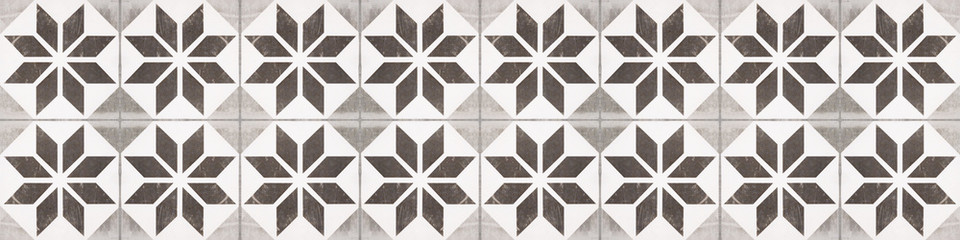 Seamless vintage retro grunge grey grey white hexagonal hexagon diamond flower motif print square...