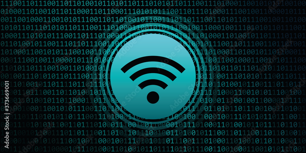 Poster wifi digital banner with binary code background vector illustration eps10