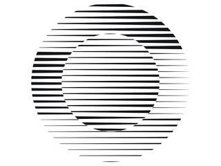 Circle Logo with lines.unusual icon Design .Background with Vector stripes .Geometric shape.
