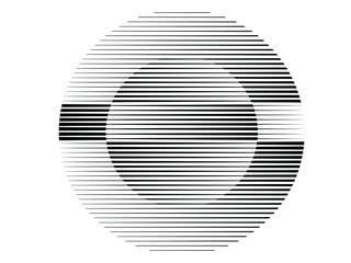 Circle Logo with lines.unusual icon Design .Background with Vector stripes .Geometric shape.