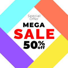 simple modern geometric mega sale banner