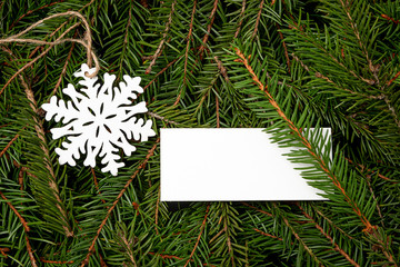 Fototapeta na wymiar Christmas holiday mock up with fir branches. Christmas greeting card concept