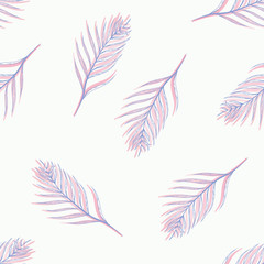 Vector Gradient Palm Tree Leave Shapes on White seamless pattern background.