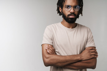 Serious african guy in eyeglasses