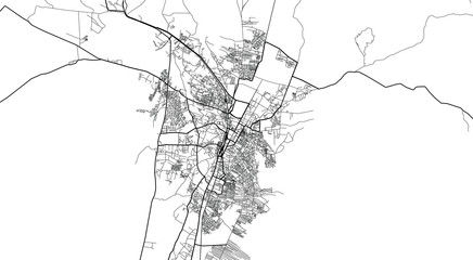 Urban vector city map of Quetta, Pakistan, Asia