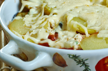 Berenjenas rellenas de pollo y queso