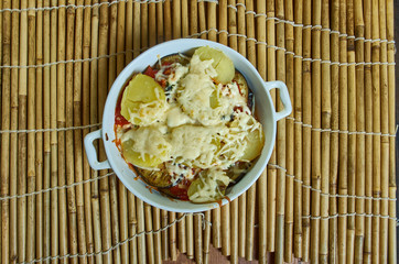 Berenjenas rellenas de pollo y queso