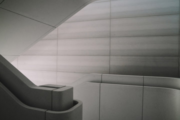 Modern interior design of concrete staircase with beautiful interior light. Contemporary...