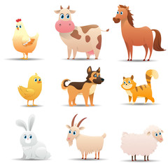 Farm animals set on a white background