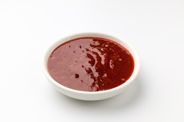 Spicy bibimbap sauce on white background