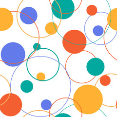 Seamless pattern of circles. Colorful template for Wallpaper, wrapping paper, clothing, fill, decor.