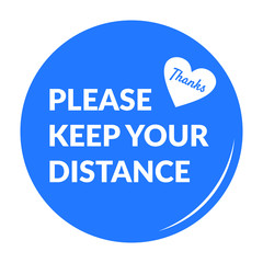 Social distancing badge or florr marking sticker for queue line.