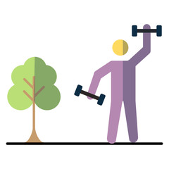 Gym Fitness Concept, man is doing exercise after end of Coronavirus Pandemic Vector Color Icon Design, New Normal Symbol on White background, 