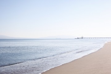 Minimalism sea landscape. Empty beach in the winter
