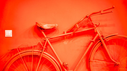 vintage bicycle on decorative house wall