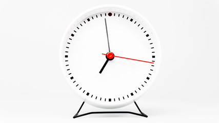 White clock isolated on white background Showtime 07.00 am, Time concept.