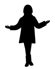 Silhouette of a girl in an autumn coat and boots Isolated on a white background. Vector illustration