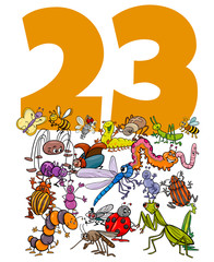 number twenty three and cartoon insects group