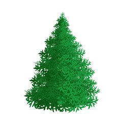 Lush and fluffy Christmas tree. Undecorated green spruce or pine. New Year's Holidays. Cartoon vector illustration isolated on white