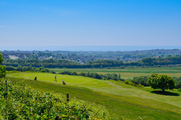 Golf course in the English countryside near Brighton, UK