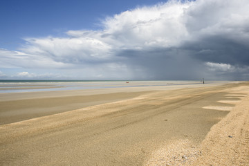 Fototapeta na wymiar low tide on a Belgian beach