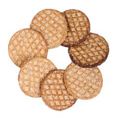 Crunchy cookies with waffle texture