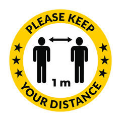 1 meter social distancing badge