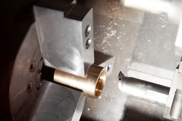 CNC Lathe Processing. Metalworking industry.