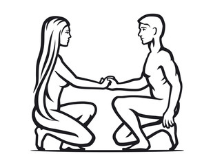 Two young people holding hands