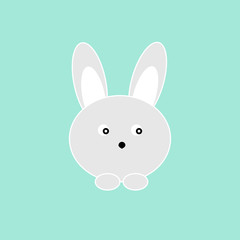 child's drawing of a hare. rabbit on a blue background. print for fabric and design.