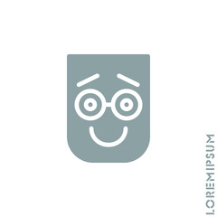 Laughing, emotion icon. Fun, face vector. Humor, smile, positive symbol for web and mobile apps. Smiling Raised eyebrows icon. Simple expression of mood icons for ui and ux, website. Gray on white bac
