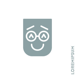Laughing, emoticon icon. Nice smile. Funny, face vector. Humor, smile, positive symbol for web and mobile apps. Gray on white background
