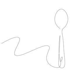 Spoon one line drawing, vector illustration