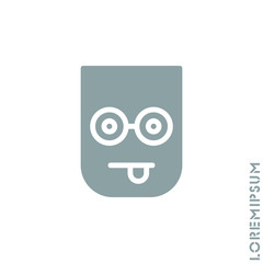 Mocking Funny Humor Emoticon Icon Vector Illustration. Style. Gray on white background