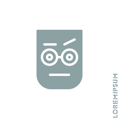 Confused Thinking Emoticon Icon Vector Illustration. Style. Gray on white background