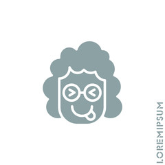 Playful smile girl, woman icon. Simple vector of emoji icons for ui and ux, website or mobile application. isolated with tongue out icon. Gray on white background