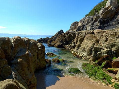 view from la coru&ntilde;a galicia del mar with its rocks