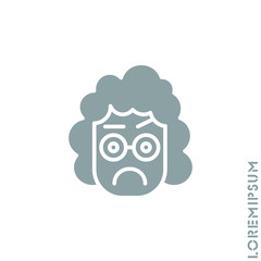 Thinking face emoji girl, woman icon. style sign for mobile concept and web design. Emoji pondering face simple vector icon. Symbol, logo illustration. Pixel vector Confused. gray on white background 