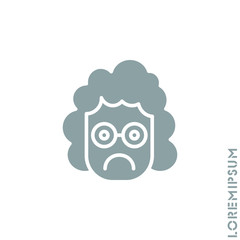 Sad girl, woman icon vector, emoticon symbol. Modern symbol for web and mobile apps. Very Sad Emoticon Icon Vector Illustration. Style. gray on white background