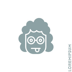 Mocking Funny Humor Emoticon girl, woman Icon Vector Illustration. Style. gray on white background