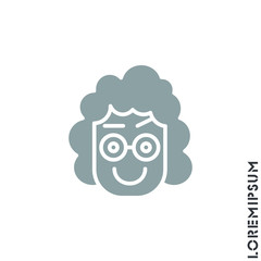 Big Smile contented smile with raised eyebrow Emoticon girl, woman Icon Vector Illustration. Style. Laughing, emotion icon. Fun, face vector. Humor, smile, positive symbol. gray on white background