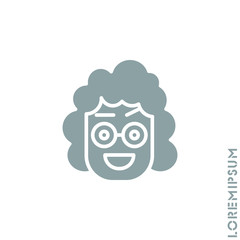 Happy Smile Eyes Open with a raised eyebrow Emoticon girl, woman Icon Vector Illustration. Style. Smile vector icon, happy symbol. style sign for mobile concept and web design. Emoji. gray on white ba
