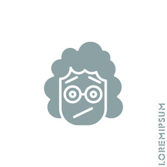 Seductive Smile Emoticon girl, woman Icon Vector Illustration. Style. Angry icon vector. gray on white background