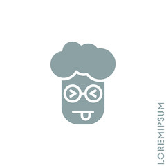 Squinting face with tongue boy, man icon. style sign for mobile concept and web design. Teasing shape emoticon vector icon. symbol, logo illustration. Vector graphics. gray on white background