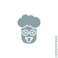 Mocking Funny Humor Eyes Closed Emoticon boy, man Icon Vector Illustration. Style. gray on white background