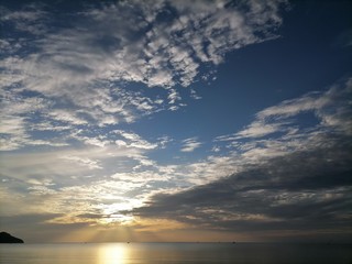 sunset at the beach and sea